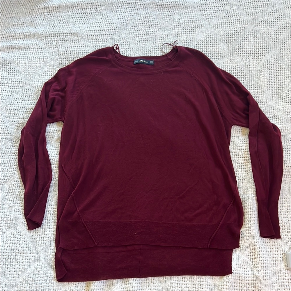 ZARA Women’s Burgundy Long Sleeve Sweater